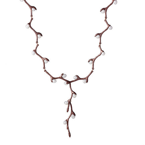 Retro willow branches design copper jewely natural pearl necklace wholesale